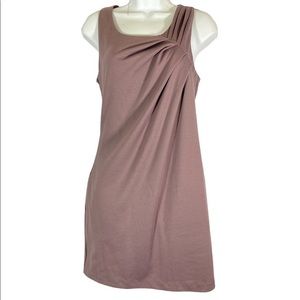 Lost April Size Small Dress Mini Sleeveless Nude Color Draped Gathered Neckline